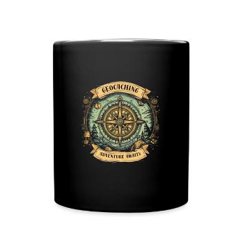 Geocaching Adventure awaits - Tasse einfarbig - Schwarz - Vorne