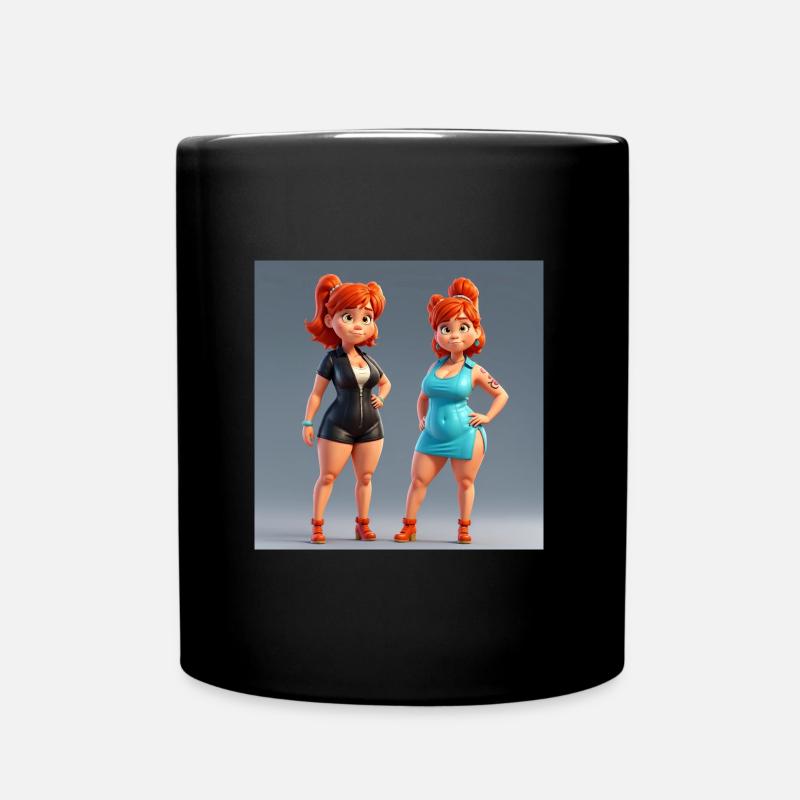 3D Animation Style Girls - Full Colour Mug - black