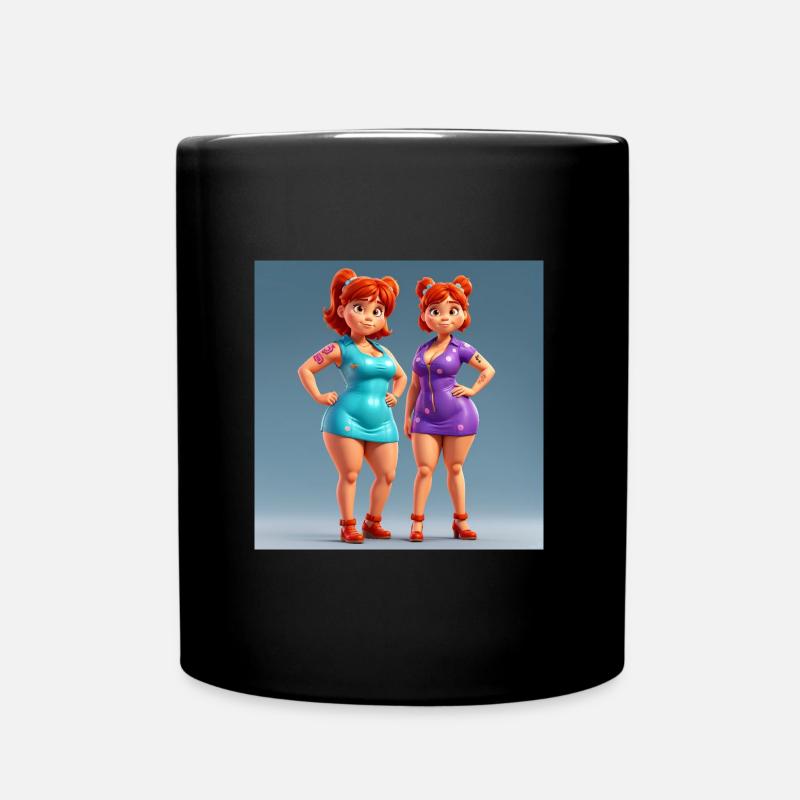 3D Animation Style Girls - Tasse einfarbig - Schwarz