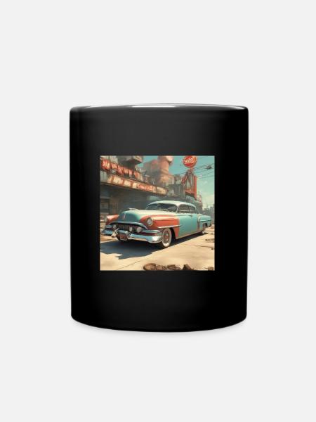 retro-futurism,1950s,lowpoly,artwork,scetch - Full Colour Mug - black