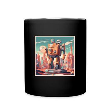 retro-futurism,1950s,lowpoly,artwork,scetch - Full Colour Mug - black - Front