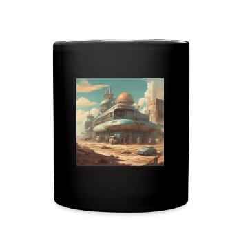 retro-futurism,1950s,lowpoly,artwork,scetch - Full Colour Mug - black - Front