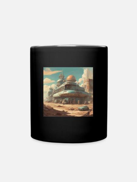 rétro-futurisme, années 1950, lowpoly, œuvres d’art, scetch - Mug uni - noir