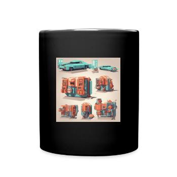 retro-futurism,1950s,lowpoly,artwork,scetch - Full Colour Mug - black - Front