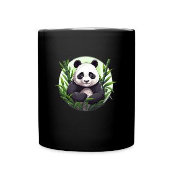 Panda géant avec bambou - Mug uni - noir - Devant