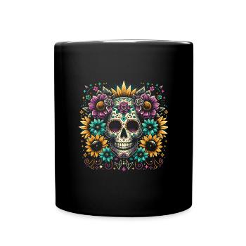 Dia de Los Muertos Sugar Skull Halloween - Full Colour Mug - black - Front