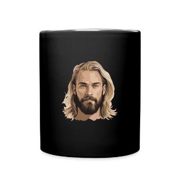 Blonder Mann mit Bart - Tasse einfarbig - Schwarz - Vorne