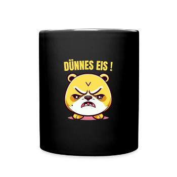 Dünnes Eis mit zorniger Katze - Tasse einfarbig - Schwarz - Vorne