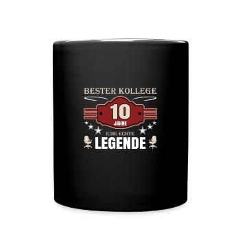 Bester Kollege 10 Jahre Jubiläum - Tasse einfarbig - Schwarz - Vorne