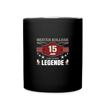 Bester Kollege 15 Jahre Jubiläum - Tasse einfarbig - Schwarz - Vorne