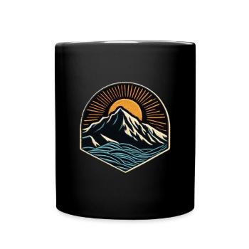 Bergsonne Wellen Patch - Tasse einfarbig - Schwarz - Vorne