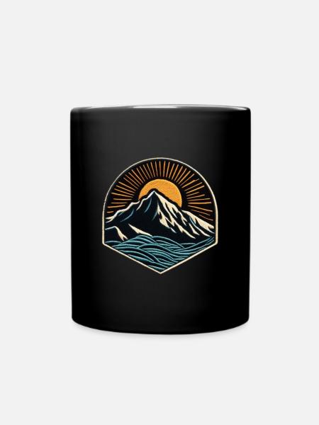 Bergsonne Wellen Patch - Tasse einfarbig - Schwarz