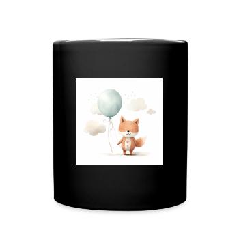 A cute fox clipart holding a balloon organic forms - Tasse einfarbig - Schwarz - Vorne