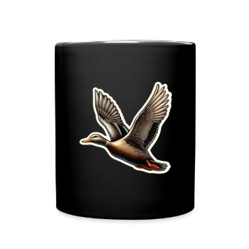 Ente im Flug – Detailzeichnung - Tasse einfarbig - Schwarz - Vorne
