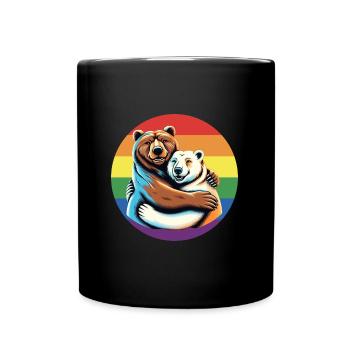 Bears Hugging With Love LGBT+ Pride Flag - Full Colour Mug - black - Front