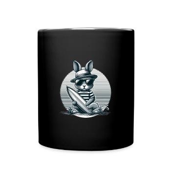 Lapin surfeur au design unique et cool pour l’été - Mug uni - noir - Devant