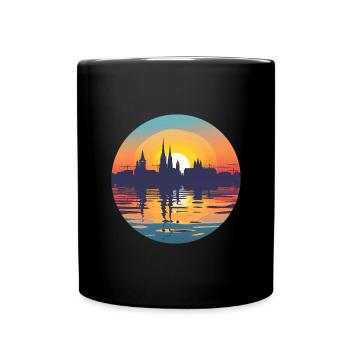 Krefeld Skyline - Tasse einfarbig - Schwarz - Vorne
