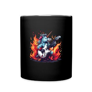 Rocking unicorn with guitar - Full Colour Mug - black - Front