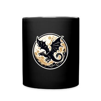 Silhouette de dragon mystique contre la pleine lune - Mug uni - noir - Devant