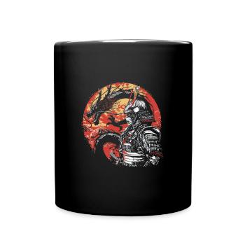 Cybernetic Samurai with Japanese Dragon - Full Colour Mug - black - Front