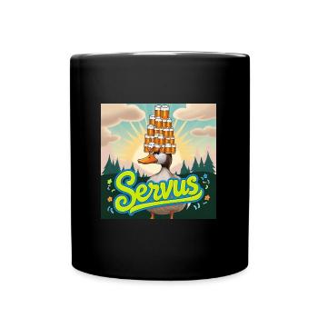 Servus meine Enteeen - Tasse einfarbig - Schwarz - Vorne