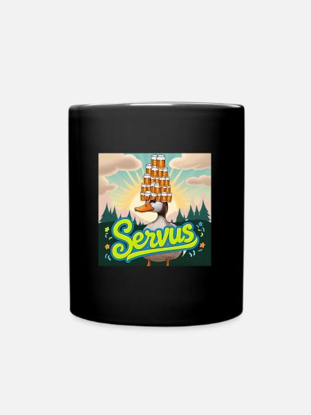 Servus meine Enteeen - Tasse einfarbig - Schwarz