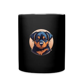 Rottweiler Welpe - Tasse einfarbig - Schwarz - Vorne