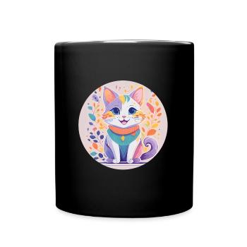 Chat heureux - Mug uni - noir - Devant