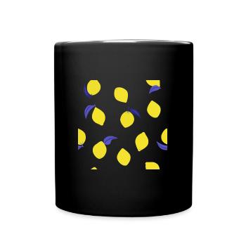 Happy Lemons Muster - Tasse einfarbig - Schwarz - Vorne