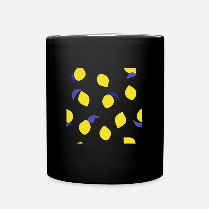 Happy Lemons Pattern - Full Colour Mug - black