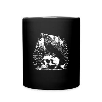 black raven on the skull design - Full Colour Mug - black - Front