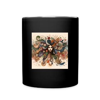 Wirbelndes Frauen Mustermotiv - Tasse einfarbig - Schwarz - Vorne