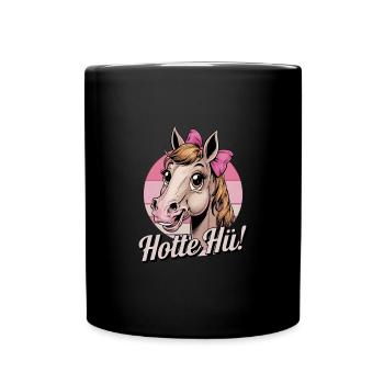 Hotte Hü Pferde Ponyhofreiter Galopp - Tasse einfarbig - Schwarz - Vorne