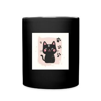 POD Cat Impressum 4 - Tasse einfarbig - Schwarz - Vorne