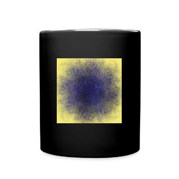 Blauer runder Punkt mit Gelben Hintergrund - Tasse einfarbig - Schwarz - Vorne