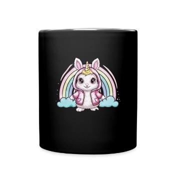 Kawaii Unicorn Bunny - Full Colour Mug - black - Front
