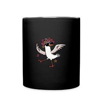 Comic Seagull Bird Flower Sunglasses Hamburg - Full Colour Mug - black - Front