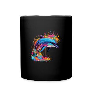 Delphin - Tasse einfarbig - Schwarz - Vorne