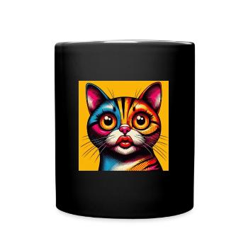 Pop Kitty Kiss - Full Colour Mug - black - Front
