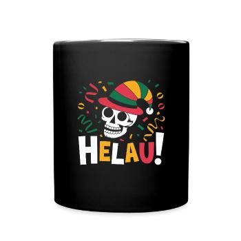 Lustiger Karneval Fasching Skull Helau - Tasse einfarbig - Schwarz - Vorne