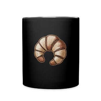 Schöne gestickte Sichel - Tasse einfarbig - Schwarz - Vorne