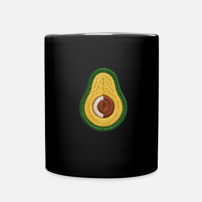 Beautiful embroidered avocado - Full Colour Mug - black