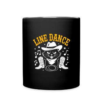 I love my cat and line dancing - Full Colour Mug - black - Front
