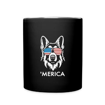 Deutsche Schäferhund Sonnenbrille 4. Juli Merica - Tasse einfarbig - Schwarz - Vorne