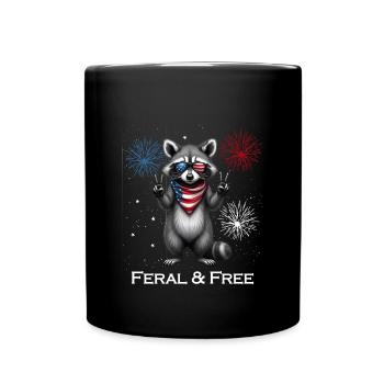 Wild Und Frei Waschbär USA 4. Juli Sonnenbrille - Tasse einfarbig - Schwarz - Vorne