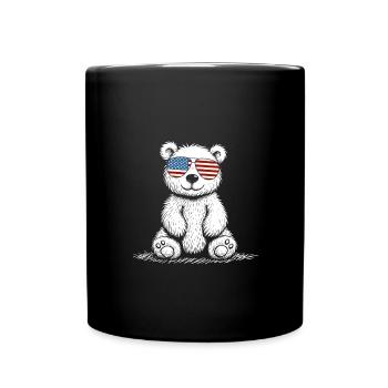 Funny teddy bear with US sunglasses - Full Colour Mug - black - Front