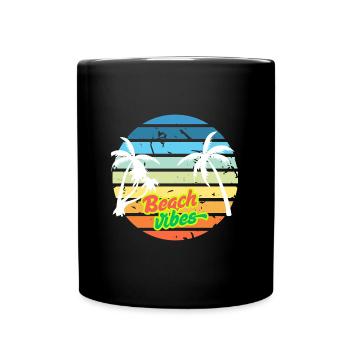 Beach Vibes - Tasse einfarbig - Schwarz - Vorne