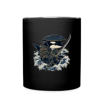 Orca Samurai Design – Kriegerischer Killerwal - Tasse einfarbig - Schwarz - Vorne