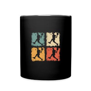 Joueur de tennis rétro en action Tennis Graphic - Mug uni - noir - Devant