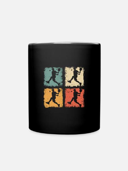 Retro Tennis Player In Action Tennis Graphic - Full Colour Mug - black